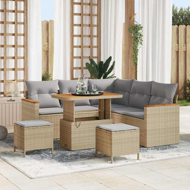 Tuin Sofa Set 8 st 5-Aantal zitplaatsen Beige Poly riet