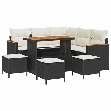 Tuin Sofa Set met kussen met opslag Zwart Poly riet