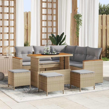 Tuin Sofa Set met kussen met opslag Beige Poly riet