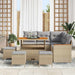 Tuin Sofa Set met kussen met opslag Beige Poly riet