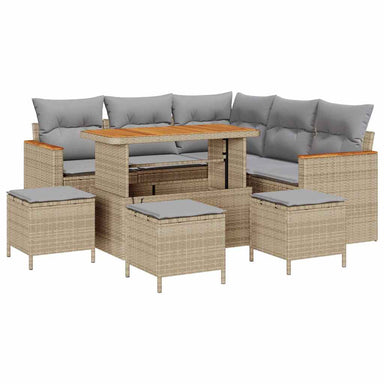 Tuin Sofa Set met kussen met opslag Beige Poly riet