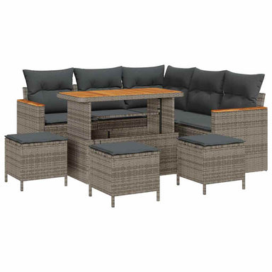 Tuin Sofa Set met kussen met opslag Grijs Poly riet