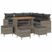 Tuin Sofa Set met kussen met opslag Grijs Poly riet