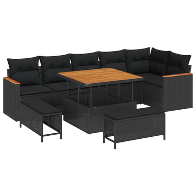 Tuin Sofa Set 9 st 6-Aantal zitplaatsen Zwart Poly riet