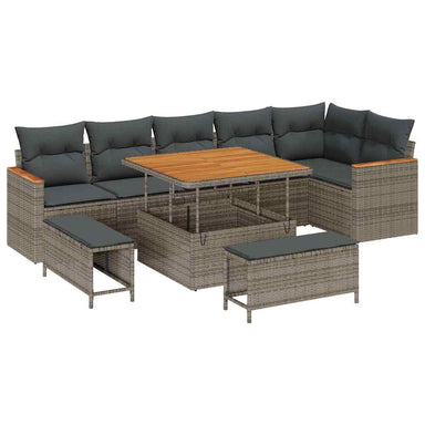 Tuin Sofa Set 9 st 6-Aantal zitplaatsen Grijs Poly riet