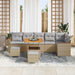 Tuin Sofa Set 9 st 6-Aantal zitplaatsen Beige Poly riet