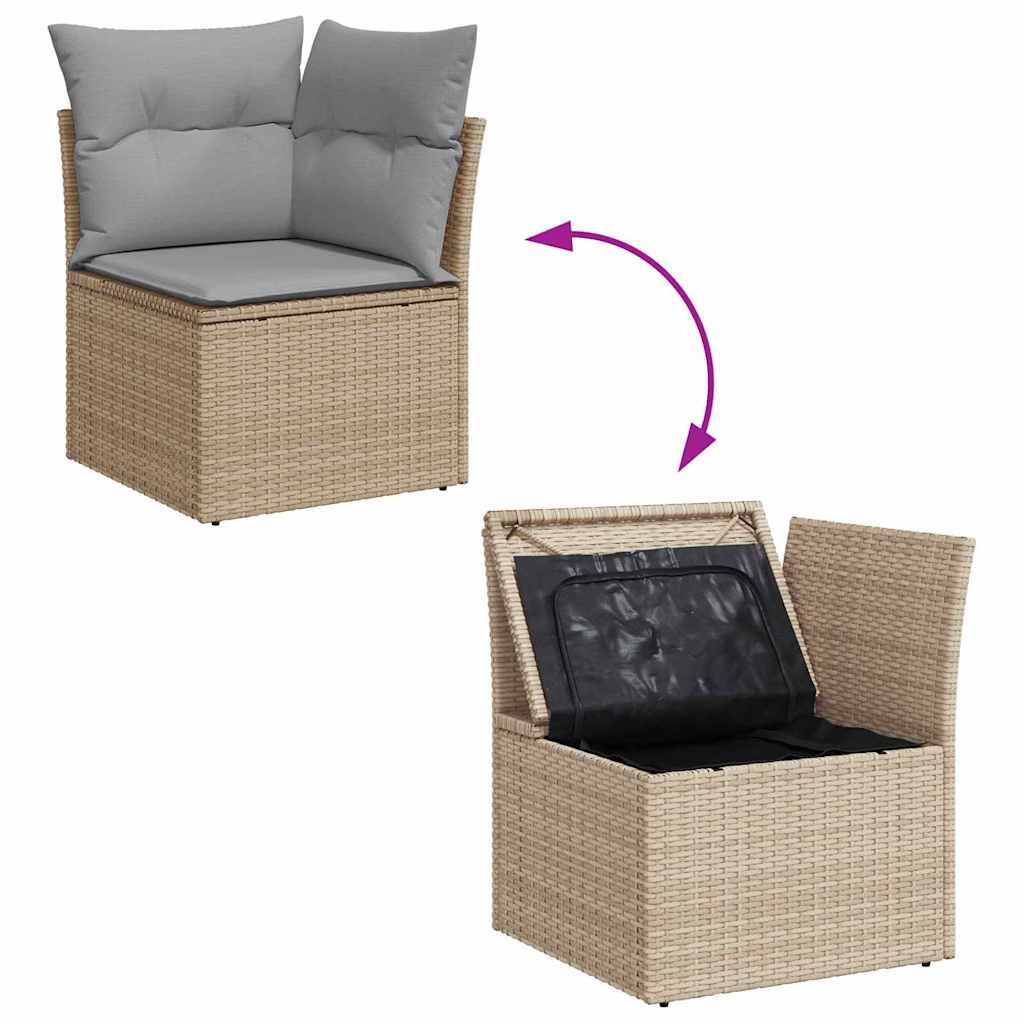Tuin Sofa Set 9 st 6-Aantal zitplaatsen Beige Poly riet