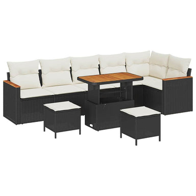 Tuin Sofa Set met kussen met opslag Zwart Poly riet