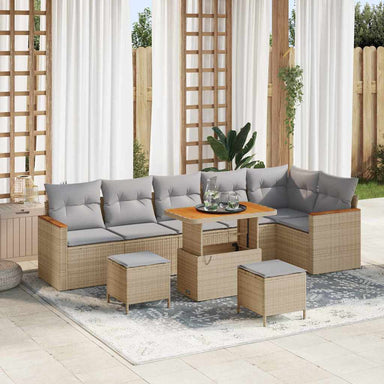 Tuin Sofa Set met kussen met opslag Beige Poly riet