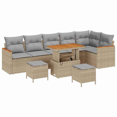 Tuin Sofa Set met kussen met opslag Beige Poly riet
