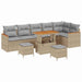 Tuin Sofa Set met kussen met opslag Beige Poly riet