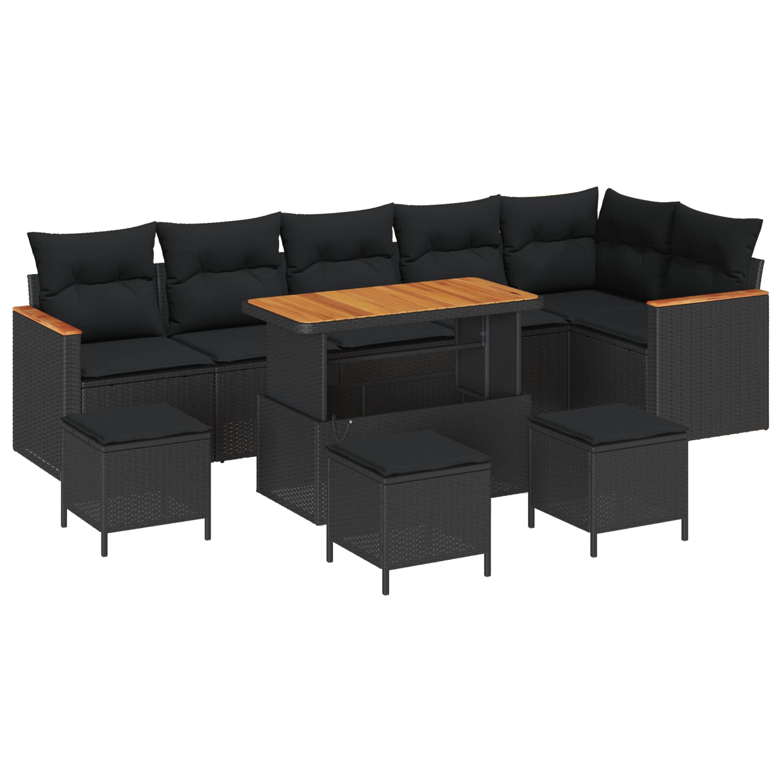 Tuin Sofa Set 10 st 6-Aantal zitplaatsen Zwart Poly riet