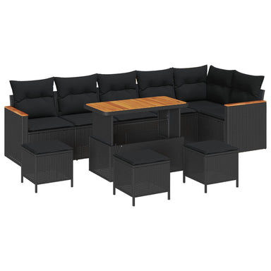 Tuin Sofa Set 10 st 6-Aantal zitplaatsen Zwart Poly riet