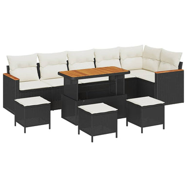 Tuin Sofa Set 10 st 6-Aantal zitplaatsen Zwart Poly riet