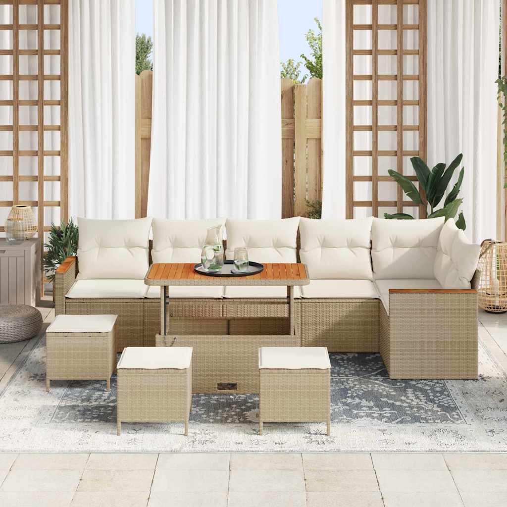 Tuin Sofa Set 10 st 6-Aantal zitplaatsen Beige Poly riet