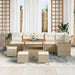 Tuin Sofa Set 10 st 6-Aantal zitplaatsen Beige Poly riet
