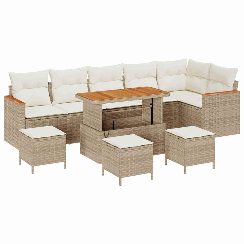 Tuin Sofa Set 10 st 6-Aantal zitplaatsen Beige Poly riet