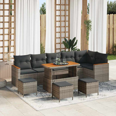 Tuin Sofa Set 10 st 6-Aantal zitplaatsen Grijs Poly riet