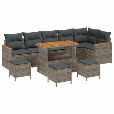 Tuin Sofa Set 10 st 6-Aantal zitplaatsen Grijs Poly riet