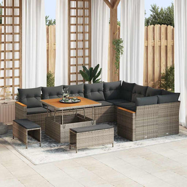 Tuin Sofa Set 12 st 9-Aantal zitplaatsen Grijs Poly Rattan