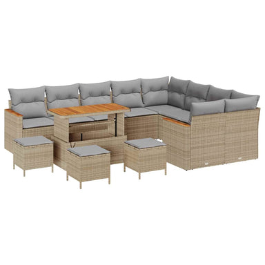Tuin Sofa Set 13 st 9-Aantal zitplaatsen Beige Poly Rattan