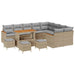 Tuin Sofa Set 13 st 9-Aantal zitplaatsen Beige Poly Rattan