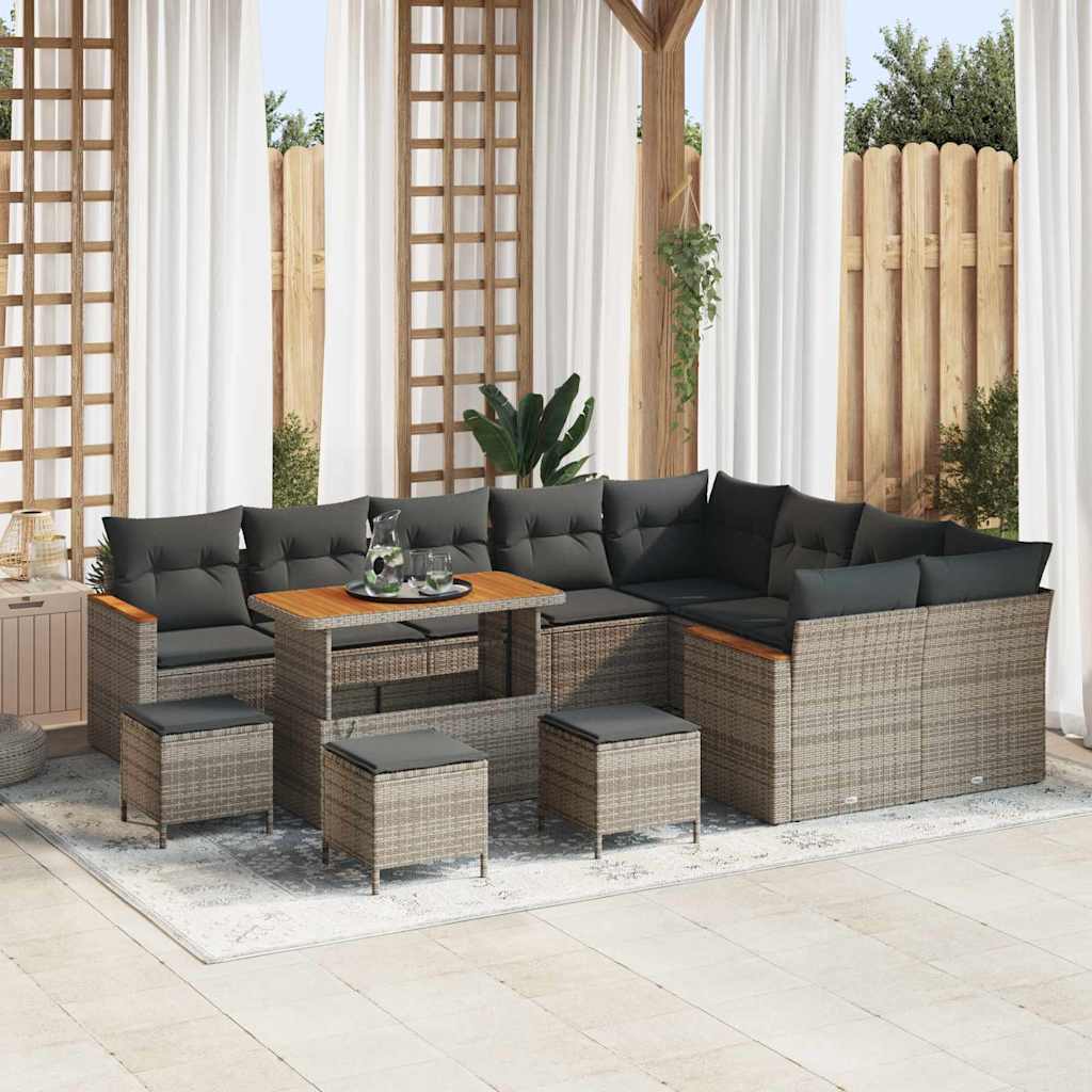 Tuin Sofa Set 13 st 9-Aantal zitplaatsen Grijs Poly Rattan