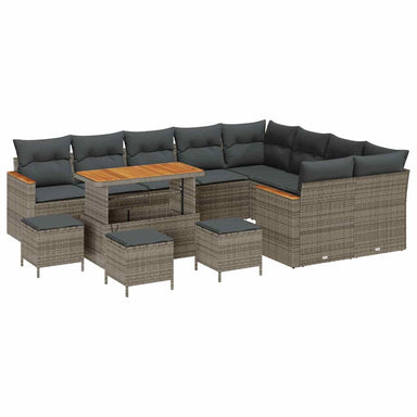 Tuin Sofa Set 13 st 9-Aantal zitplaatsen Grijs Poly Rattan