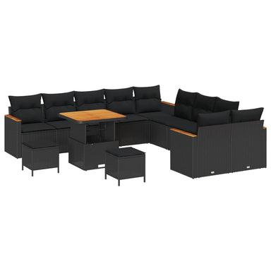 Tuinbankenset 13 st 12-Aantal zitplaatsen Zwart poly rattan