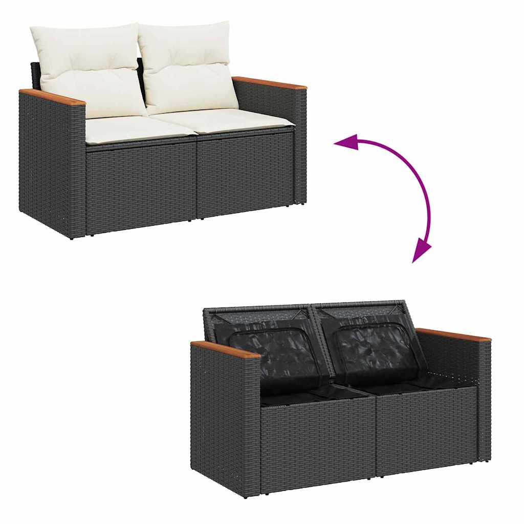 Tuinbankenset 13 st 12-Aantal zitplaatsen Zwart poly rattan