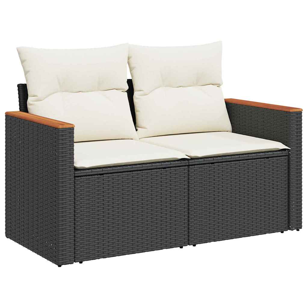 Tuinbankenset 13 st 12-Aantal zitplaatsen Zwart poly rattan