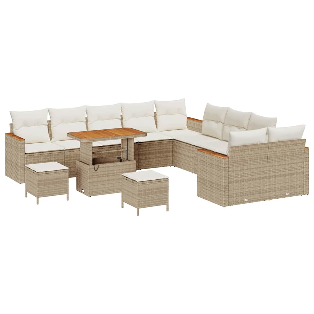 Tuinbankenset 13 st 12-Aantal zitplaatsen Beige poly rattan