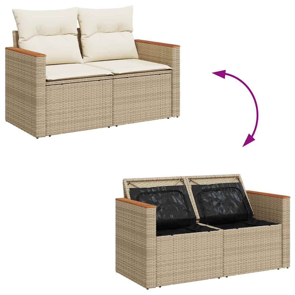 Tuinbankenset 13 st 12-Aantal zitplaatsen Beige poly rattan