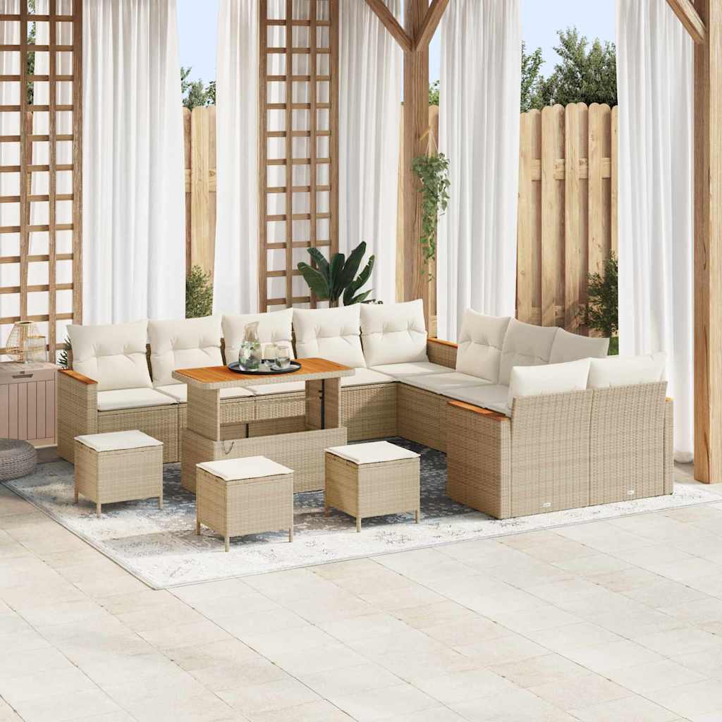 Tuinbankenset 18 st 12-Aantal zitplaatsen Beige en Crème
