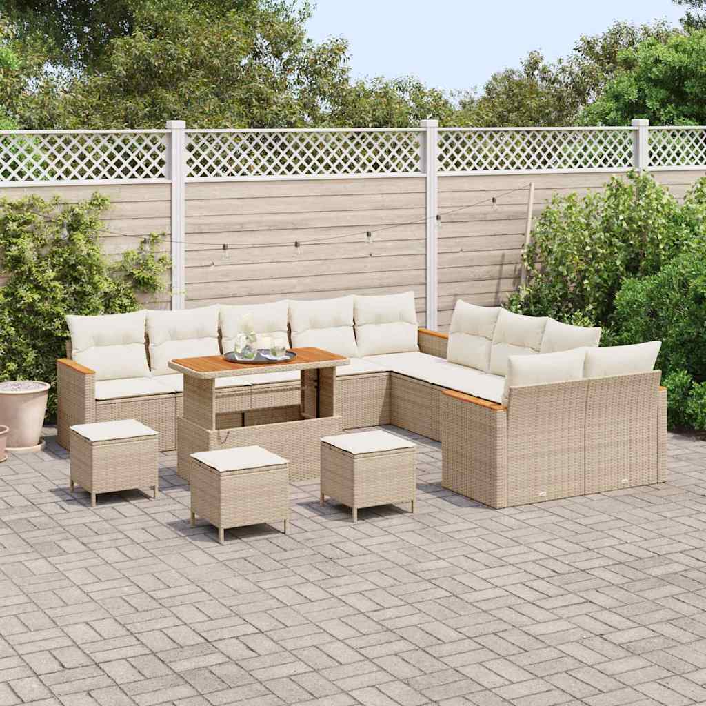 Tuinbankenset 18 st 12-Aantal zitplaatsen Beige en Crème