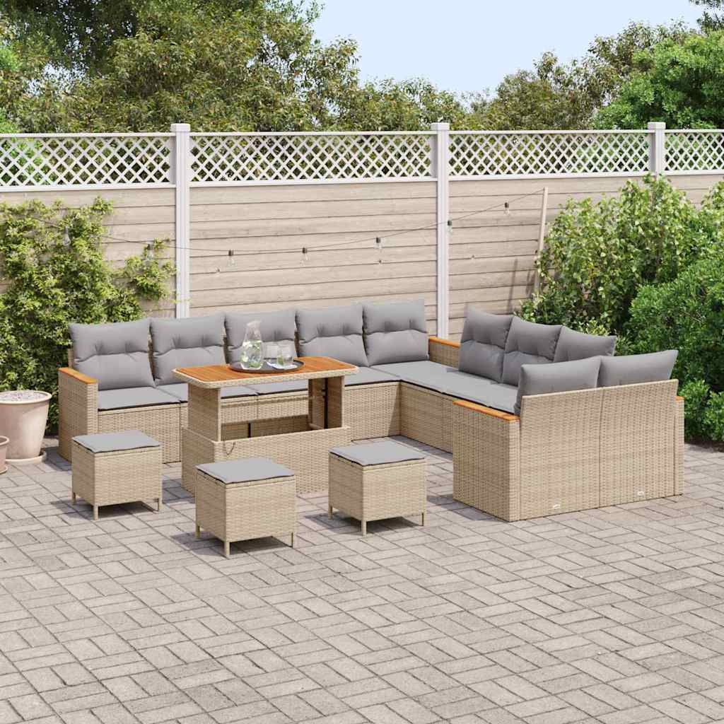 Tuinbankenset 18 st 12-Aantal zitplaatsen Beige en Licht Grijs