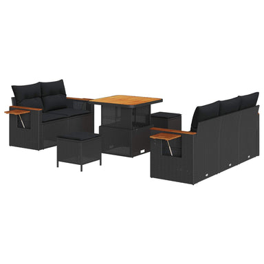 Tuinbankenset 10 st 7-Aantal zitplaatsen Zwart poly rattan