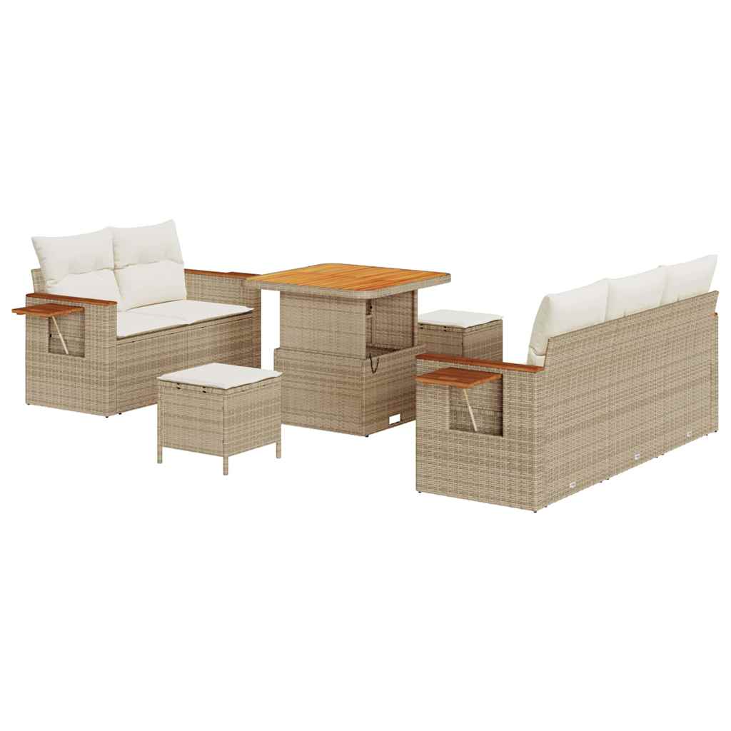 Tuinbankenset 10 st 7-Aantal zitplaatsen Beige en Crème