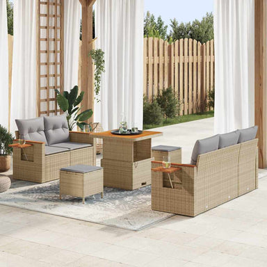 Tuinbankenset 10 st 7-Aantal zitplaatsen Beige en Licht Grijs