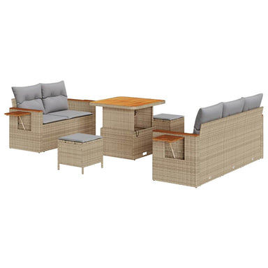 Tuinbankenset 10 st 7-Aantal zitplaatsen Beige en Licht Grijs