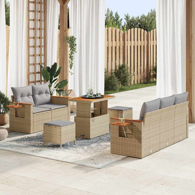 Tuinbankenset 10 st 7-Aantal zitplaatsen Beige en Licht Grijs
