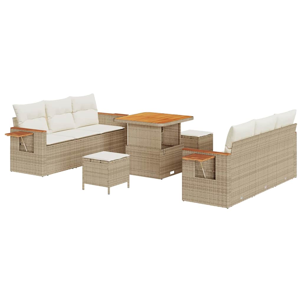 Tuinbankenset 11 st 8-Aantal zitplaatsen Beige en Crème