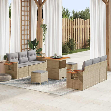 Tuinbankenset 11 st 8-Aantal zitplaatsen Beige en Licht Grijs