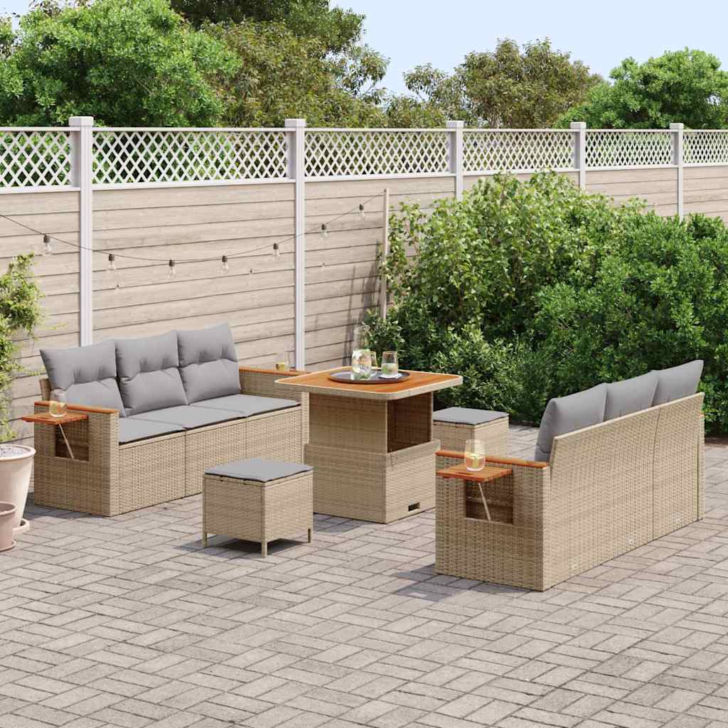 Tuinbankenset 11 st 8-Aantal zitplaatsen Beige en Licht Grijs