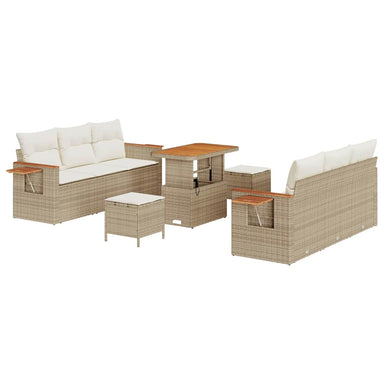 Tuinbankenset met kussen 11 pcs Beige en Crème poly rattan