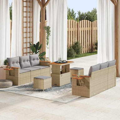 Tuinbankenset 11 st 8-Aantal zitplaatsen Beige en Licht Grijs