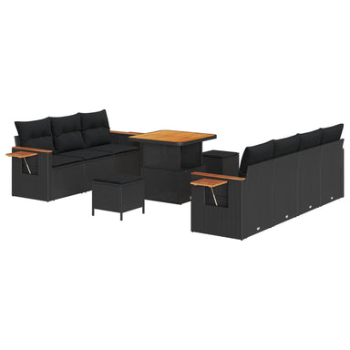 Tuinbankenset 13 st 9-Aantal zitplaatsen Zwart poly rattan
