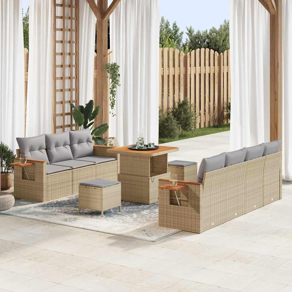 Tuinbankenset 13 st 9-Aantal zitplaatsen Beige en Licht Grijs