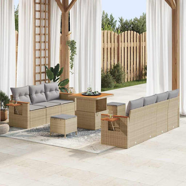 Tuinbankenset 13 st 9-Aantal zitplaatsen Beige en Licht Grijs