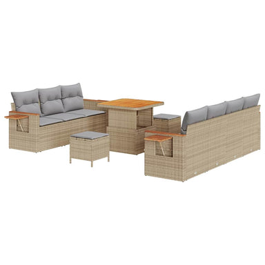 Tuinbankenset 13 st 9-Aantal zitplaatsen Beige en Licht Grijs